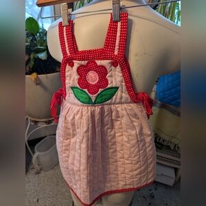 Vtg 70's Ellen Miklas Pink Quilted Side tie  Jumper Sz 2-3T